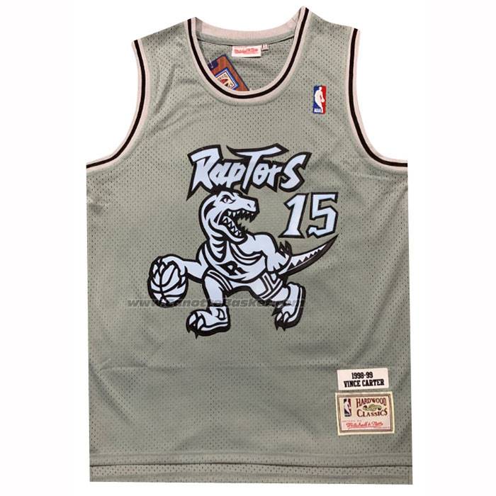 Maglia Toronto Raptors Vince Carter No 15 Mitchell & Ness 1998-99 Grigio